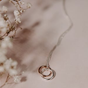 Image of 9ct Rose Gold & Silver Interlinked Necklace