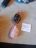 Rose Quartz & Obsidian Crystal Pendant Necklace 