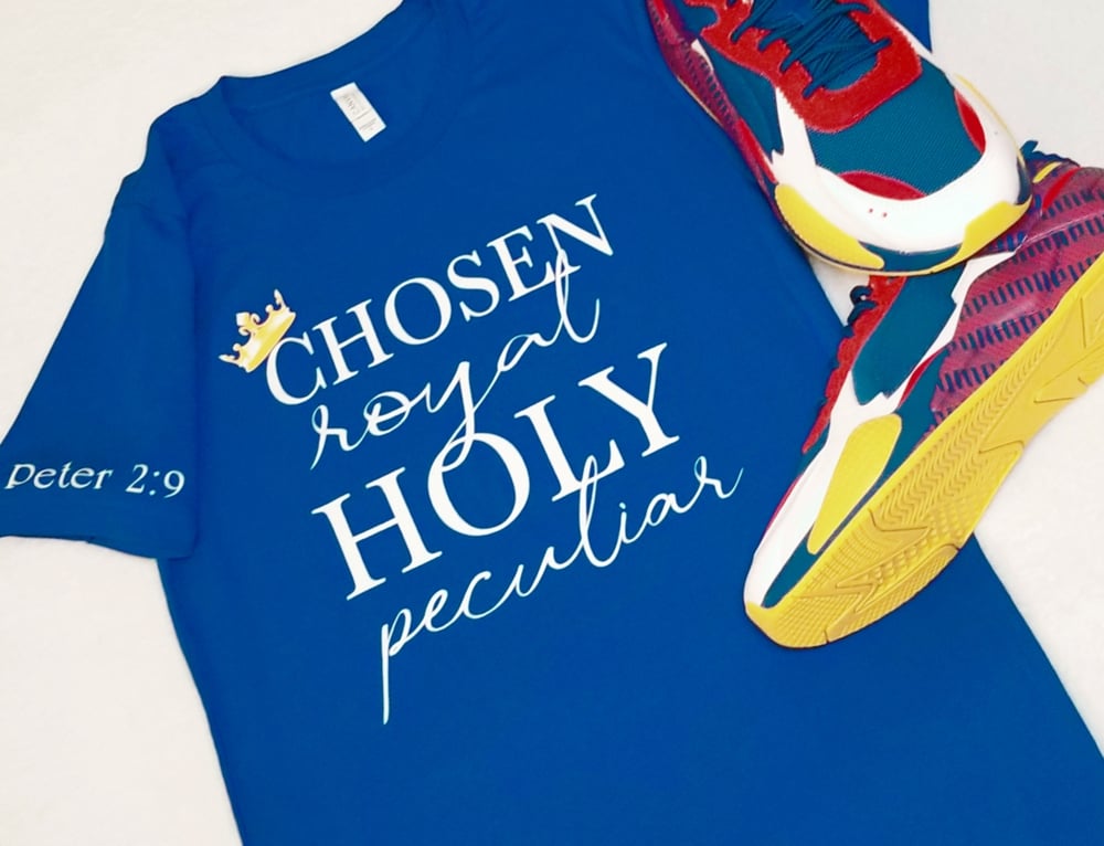 Image of Chosen, Royal, Holy, Peculiar Unisex Tee in Royal Blue