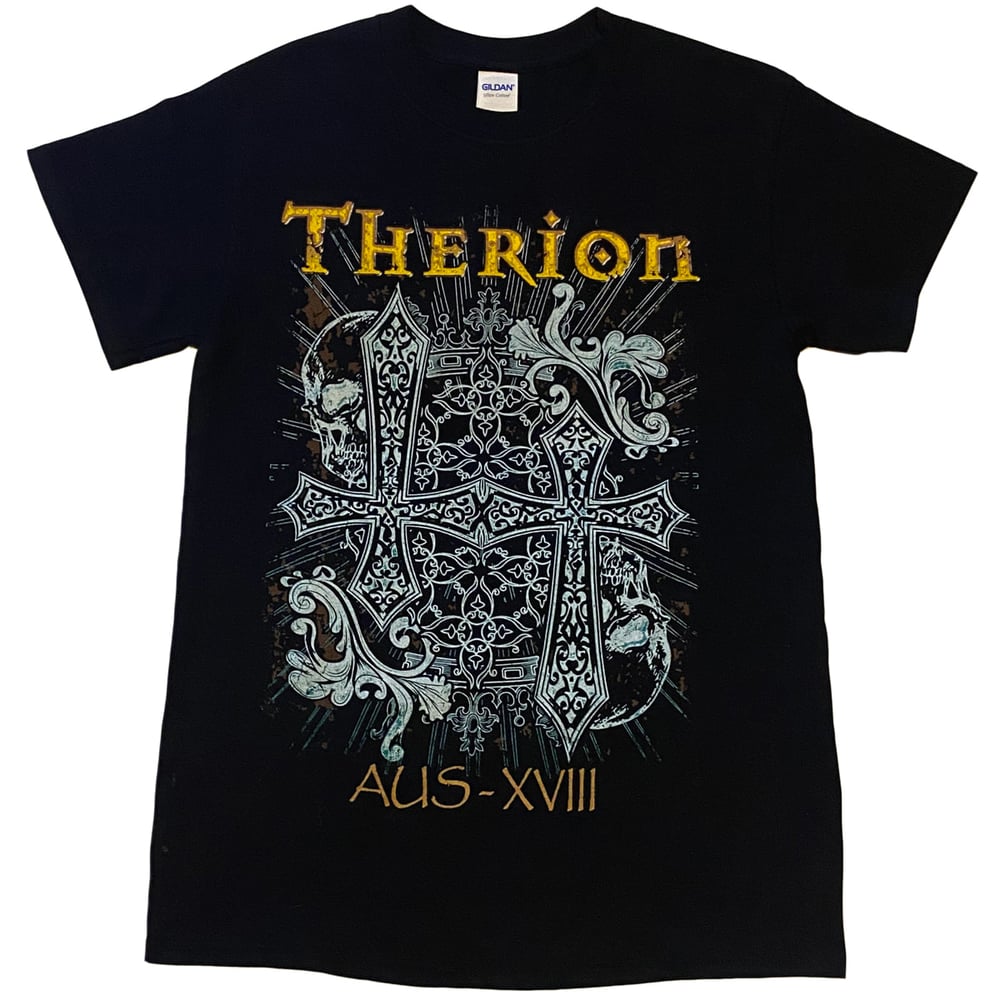 Image of THERION - Beloved Antichrist Cross Design - Aussie Tour Shirt/Dates on Back