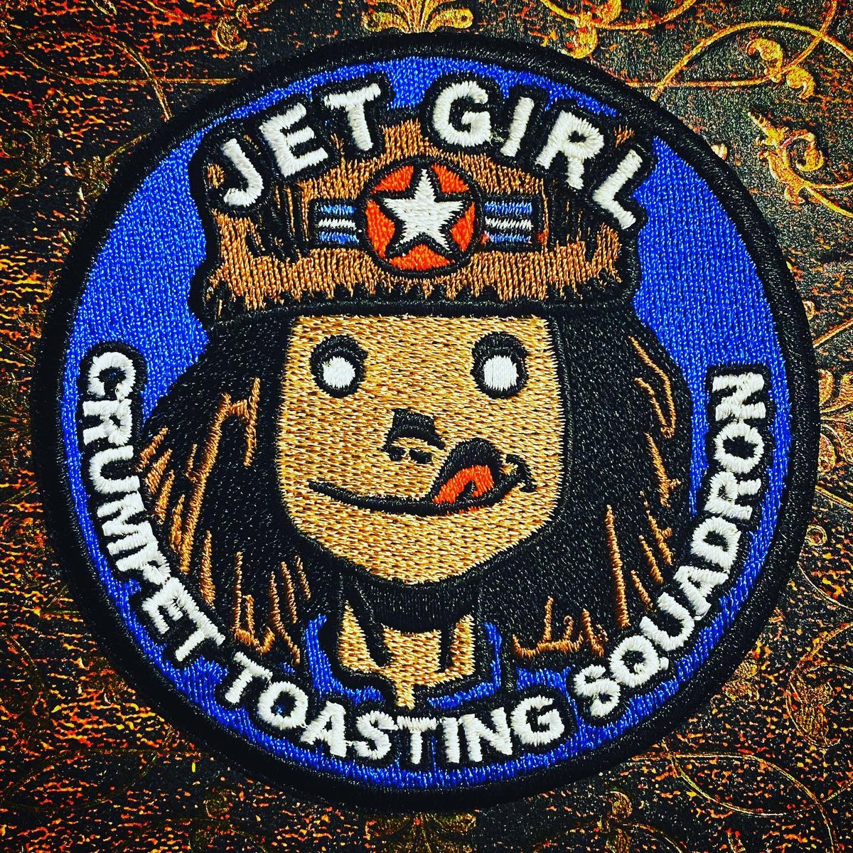 Image of JET GIRL CRUMPET SQUADRON PATCH - with CUT OUT MINI PRINT!!