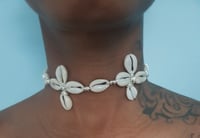 Image 1 of Cowrie Shell Floral Choker 