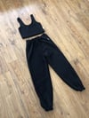 Black Fleece scoop neck top, joggers & scrunchie 