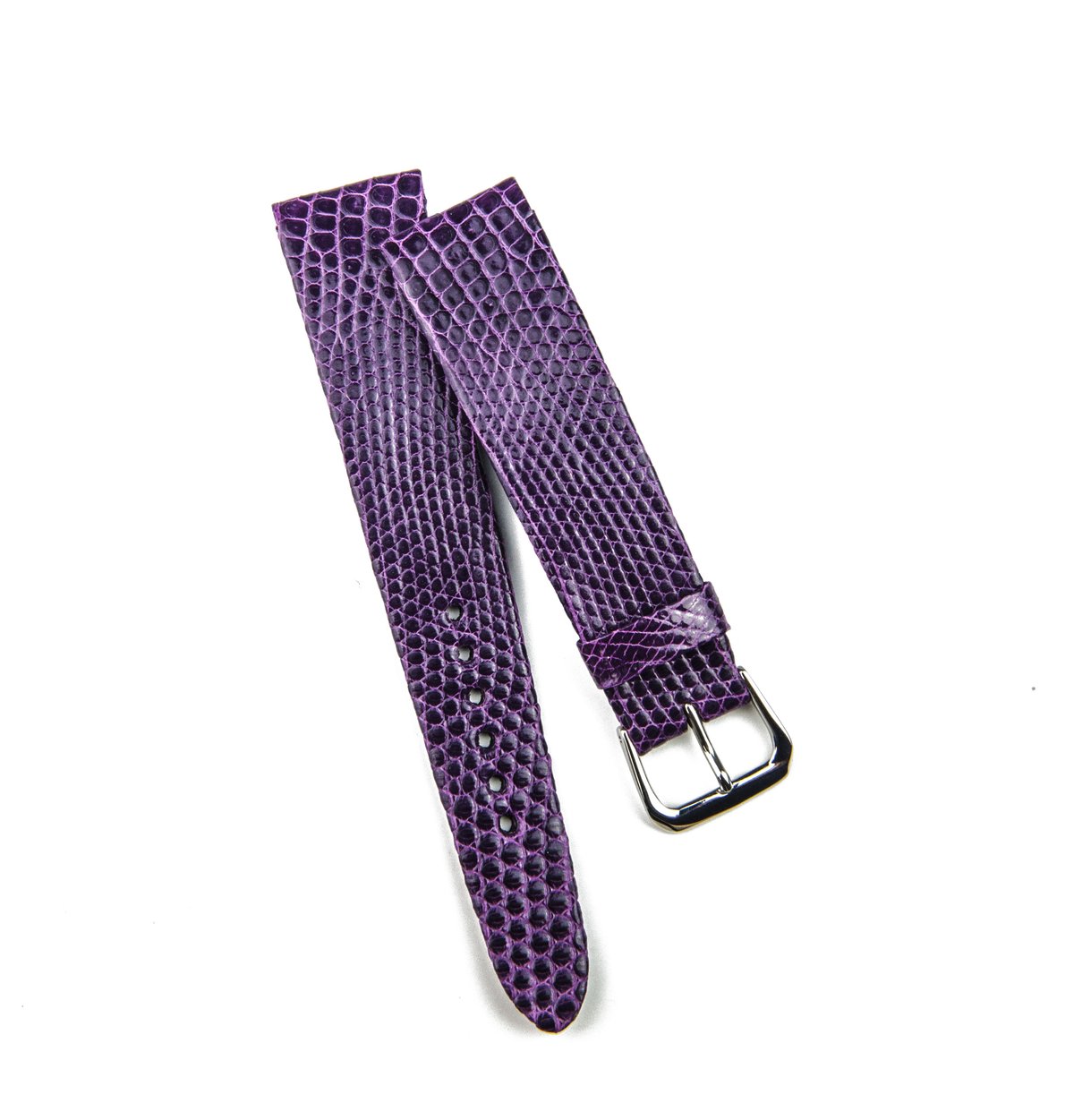 Image of Hand-rolled Cardinal Purple Lizard rembordé watch strap