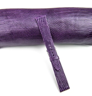 Image of Hand-rolled Cardinal Purple Lizard rembordé watch strap