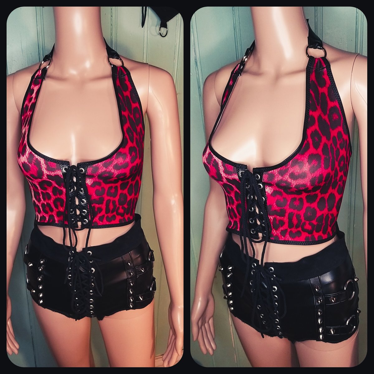 Image of Red leopard top