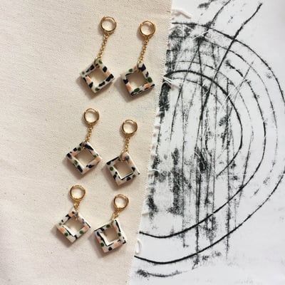 Image of Hollow square drop earrings 