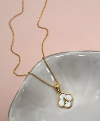 Image 2 of Pearl Clover Initial Necklace