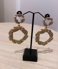 Image 2 of Gold Diamanté Earrings  
