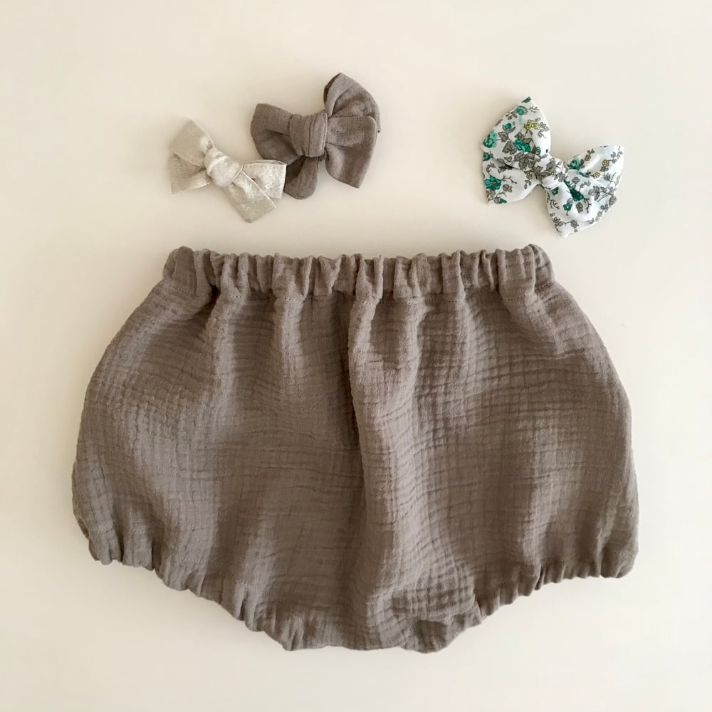 Image of Bloomer & petite jupe double gaze de coton taupe