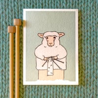 Image 1 of Knitting sheep greeting card