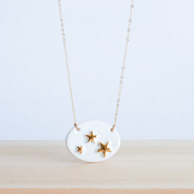 3 Gold Stars Necklaces Gold (Multiple Colors)