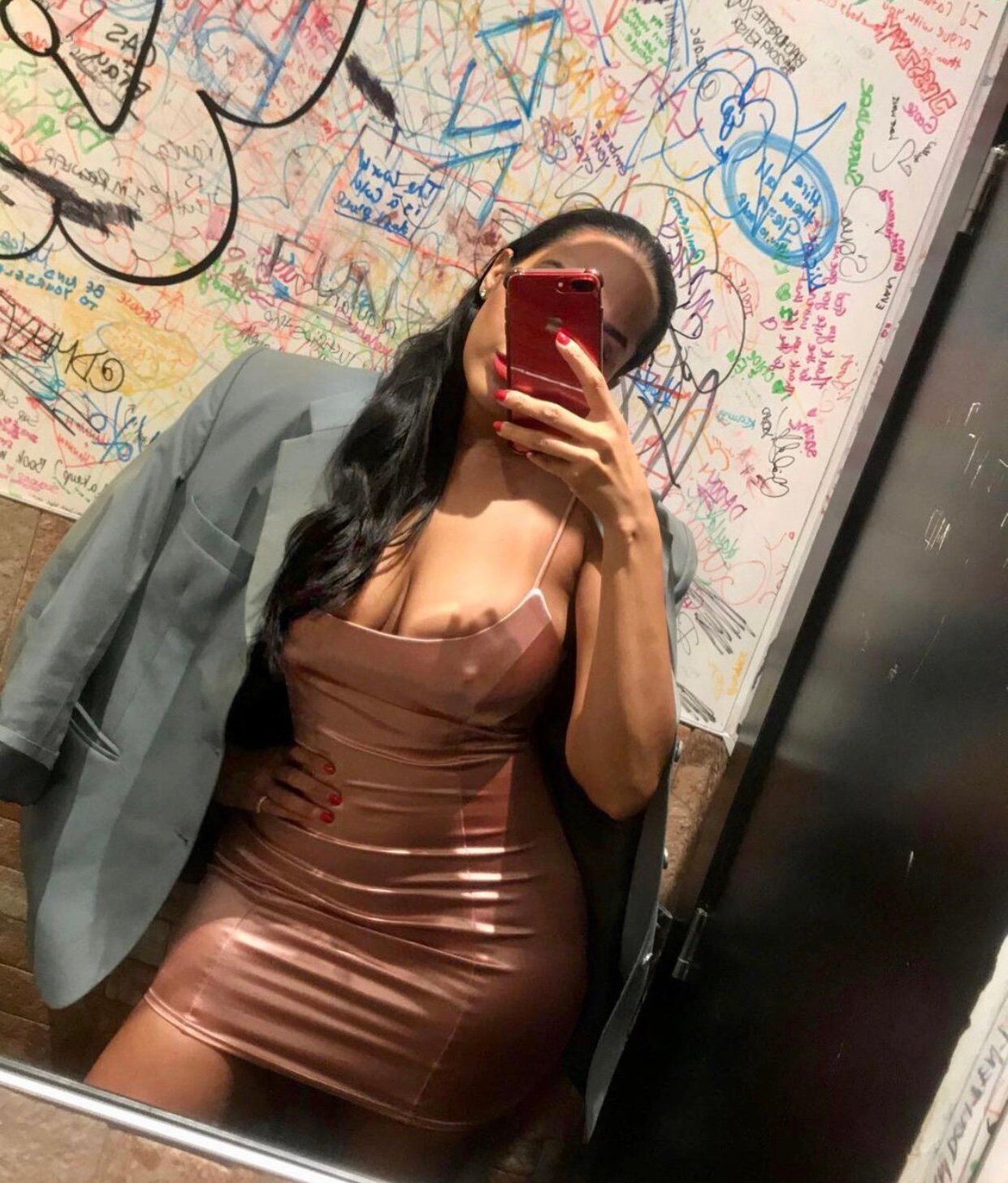 Image of BLUSH SILKY SLIP MINI DRESS (SMALL)