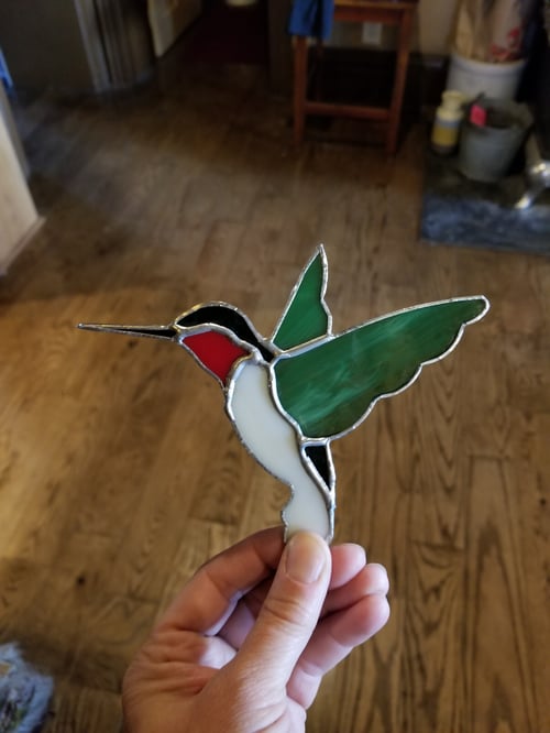 Image of Hummingbird-stained glass 