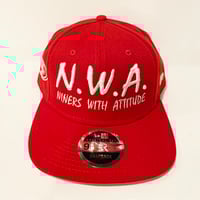 Image 1 of N.W.A. & New Era Red Polyester Snapback w/ White Stitching