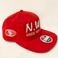 Image 2 of N.W.A. & New Era Red Polyester Snapback w/ White Stitching