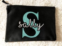 Image 1 of LARGE Personalised Make up Bag with initial and name (28x20 cm)