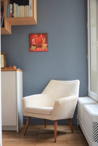 Image 5 of Coquille carrée ivoire piètement bois