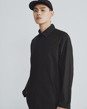 Image of TRAN - 寬角領工作襯衫 (黑)