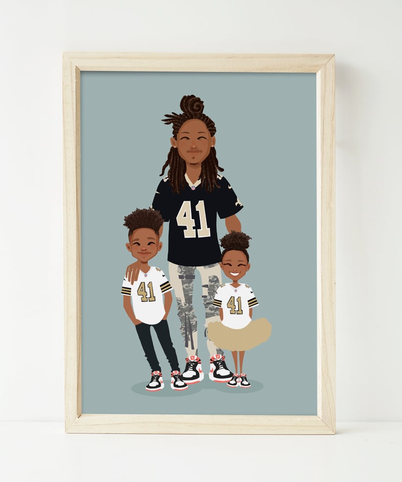 Image of Dad and kids custom portrait