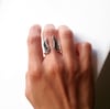 Baby bat ear silver ring