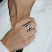 Image 1 of Baby Bat Ear Silver Ring