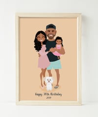 Image 1 of Family of 3 with pets custom portrait