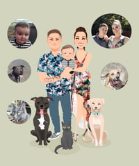 Image 5 of Family of 3 with pets custom portrait