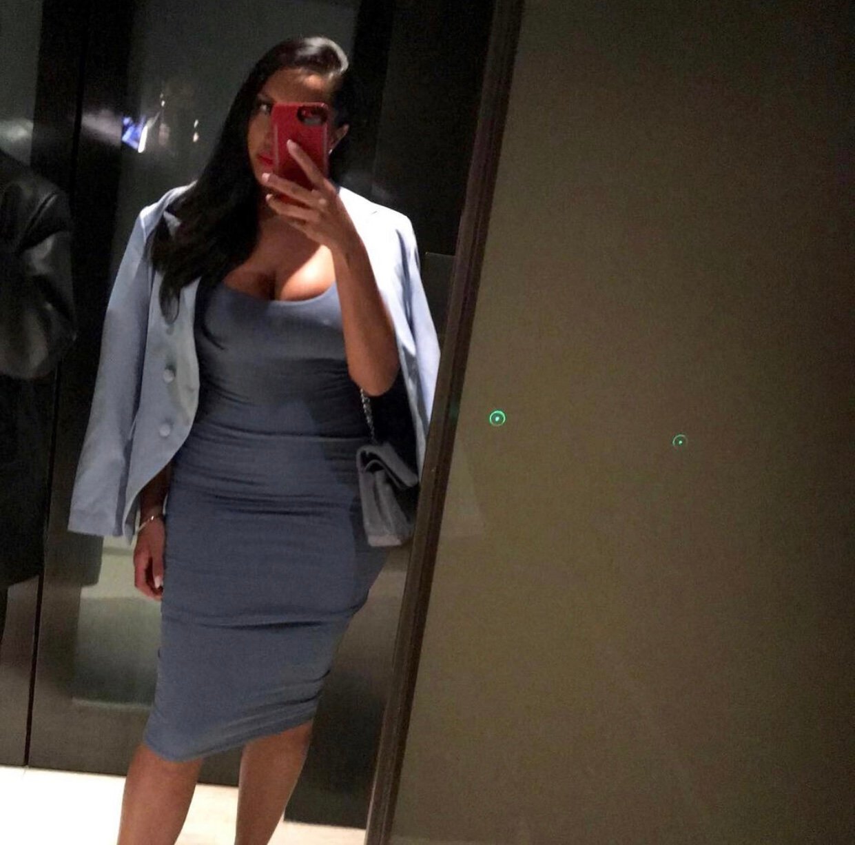 Image of PASTEL BLUE COTTON MIDI DRESS (XS)