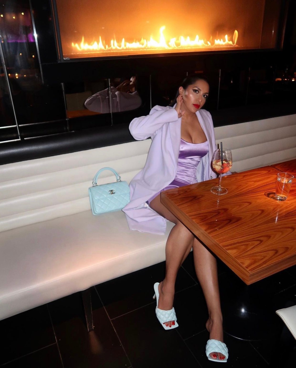 Image of LAVENDER SILKY SLIP MINI DRESS (SMALL)