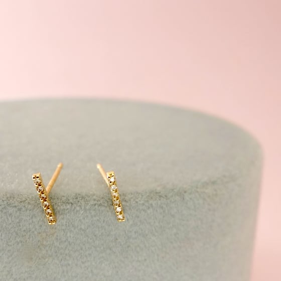 Image of Diamond Bar Studs-14k