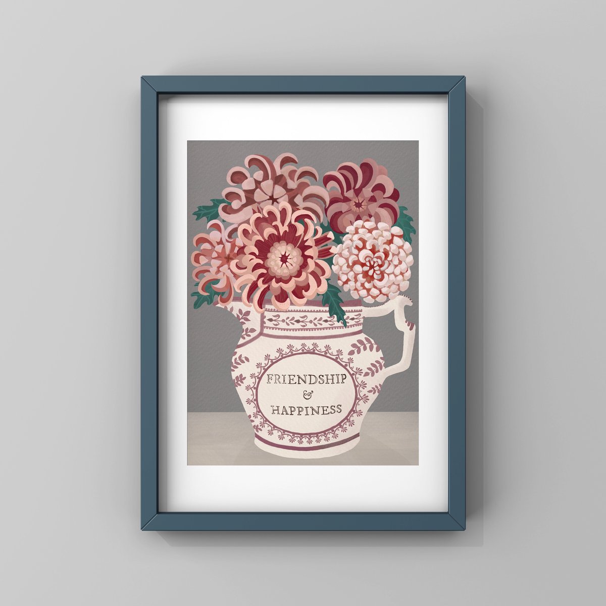 Chrysanthemums in Happiness Jug Print & Card