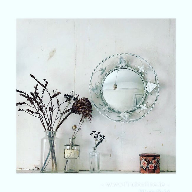 Sweet little painted circular mirror 