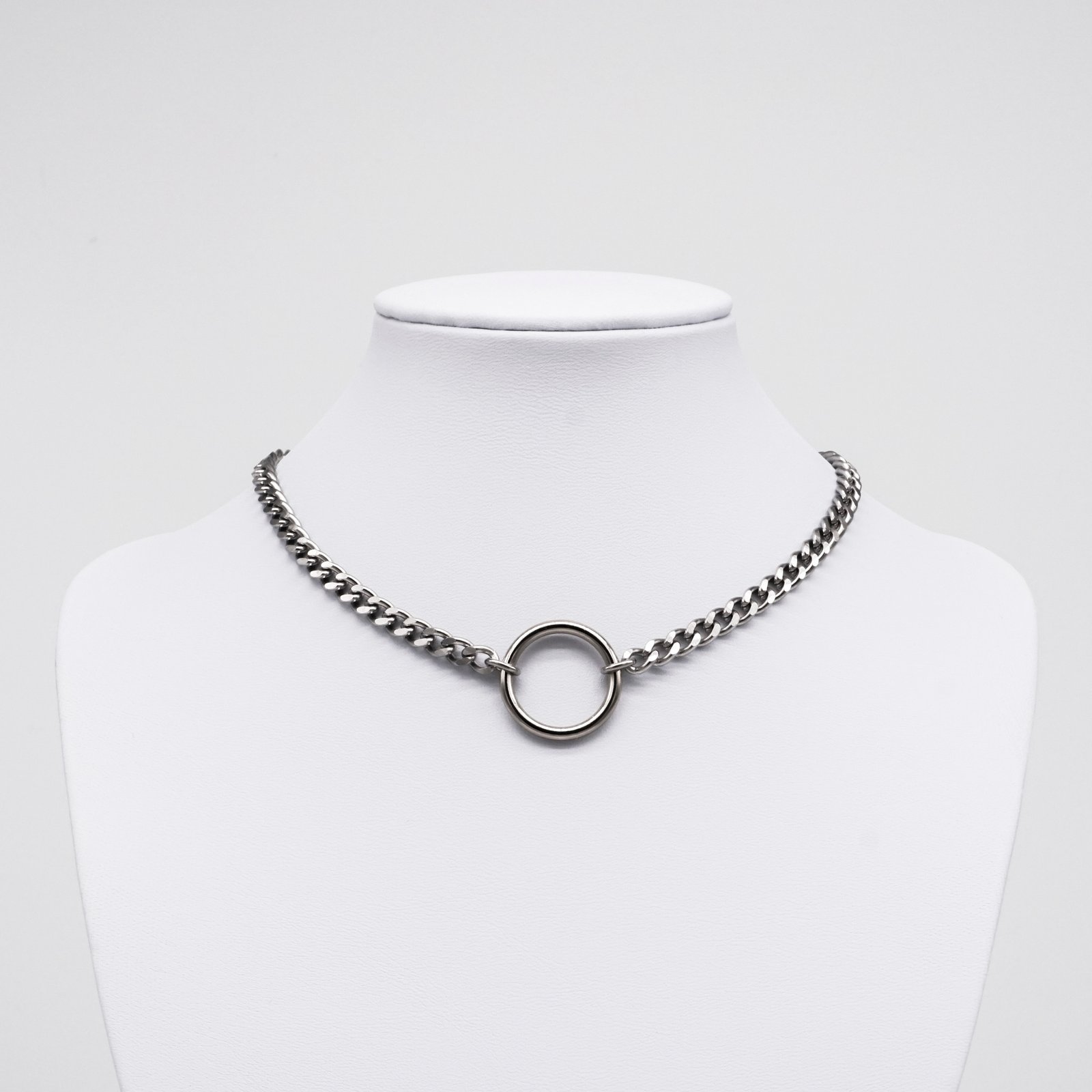 1 Wide Black Choker with Silver O-Ring