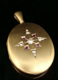 Image 1 of VICTORIAN 15CT HIGH CARAT LARGE RUBY CULTURED PEARL LOCKET PENDANT 24.3g