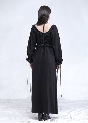 Image of Mona Lace Up Long Dress in Linen