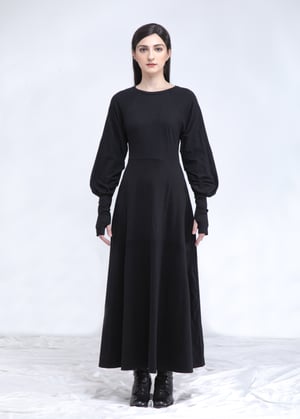 Image of Black Maxi Dress With Balloon Sleeve
