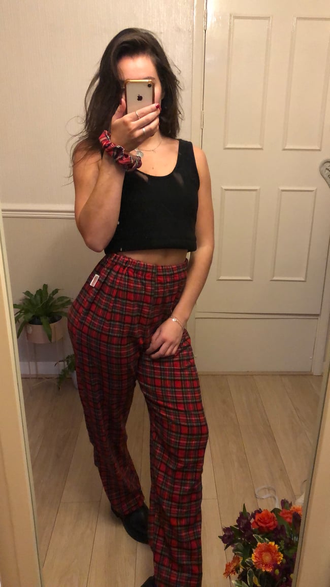 Red 100% Brushed Cotton winceyette Soft Tartan trousers