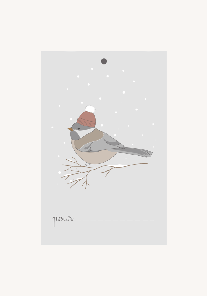 Image of Lot d’étiquette-cadeau Oiseau d’hiver