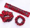 Red tartan headband combo 