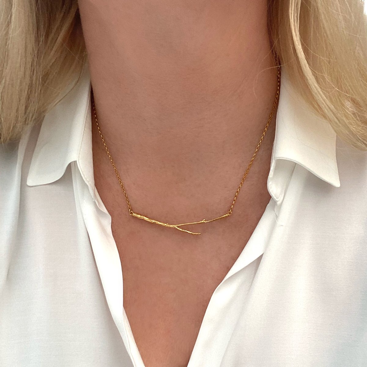 Image of Gold horizontal twig necklace