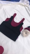 Black scoop neck fleece top 