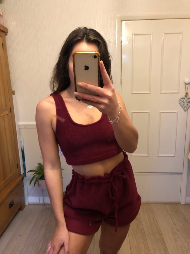 Mulled Wine Fleece scoop neck crop top