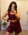 Mulled Wine Fleece scoop neck crop top