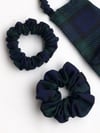 Green & black tartan scrunchies 