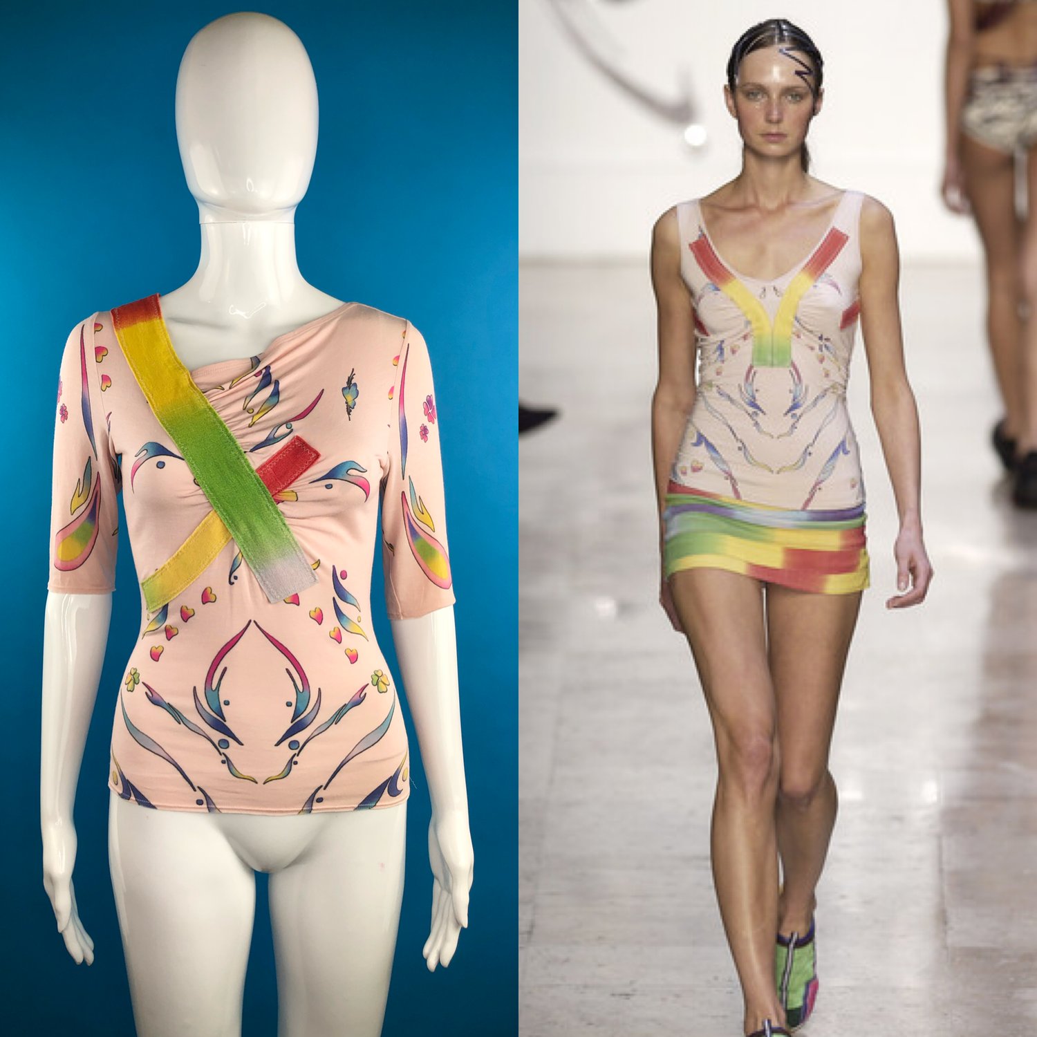 Issey Miyake S/S 2004 Gathered Graphic Print Top | Archivesgalore