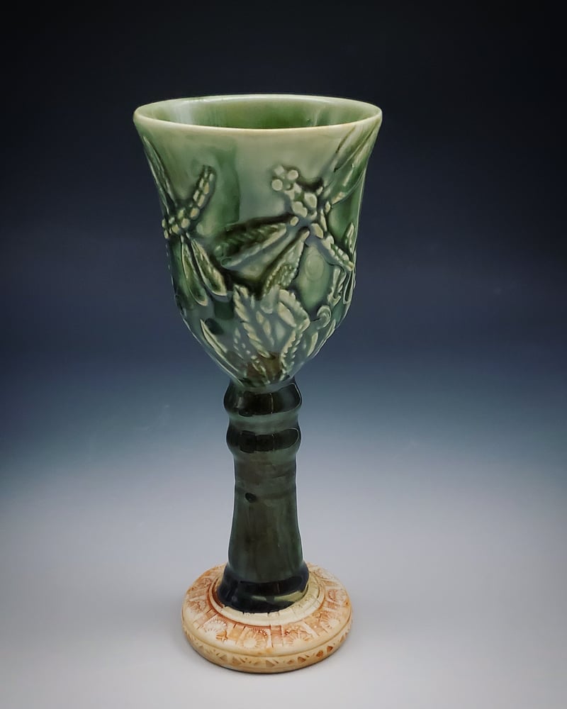 Image of Emerald Green  Dragonfly Goblet