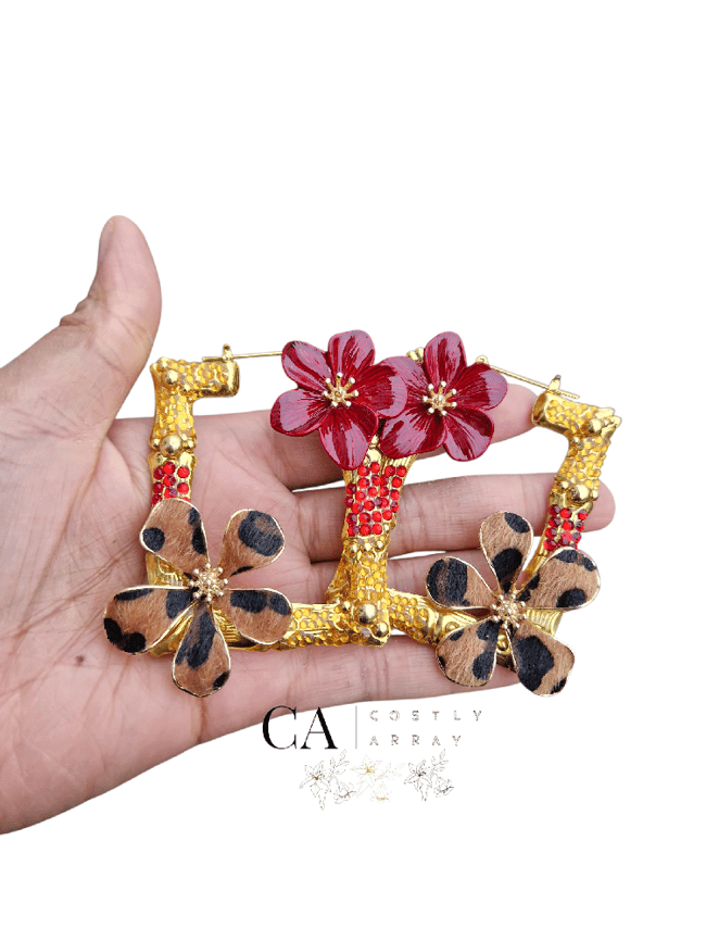 Print bamboo earrings 