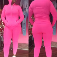 Image 3 of ONE SIZE TWO PIECE HOODIE SET FUSCHIA OR BLACK FITS SMALL 6 up to XLARGE 14
