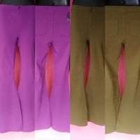 Image 3 of HIGHWAIST SUPER STRETCHY BELL BOTTOMS JEANS PURPLE OR OLIVE